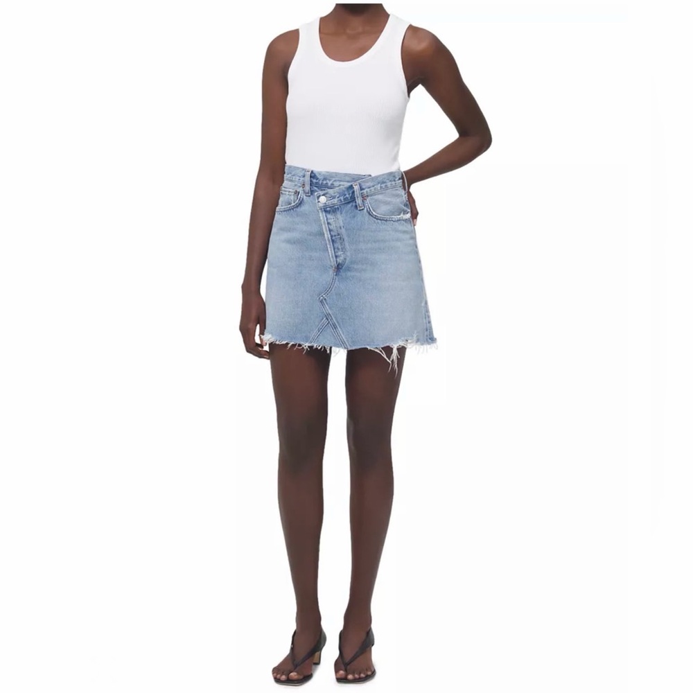 AGOLDE Crisscross Denim Mini Skirt